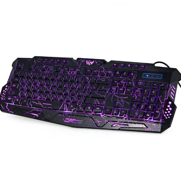 J10 tricolor backlight wired gaming keyboard set colorful luminous gaming mouse keyboard Russian keyboard
