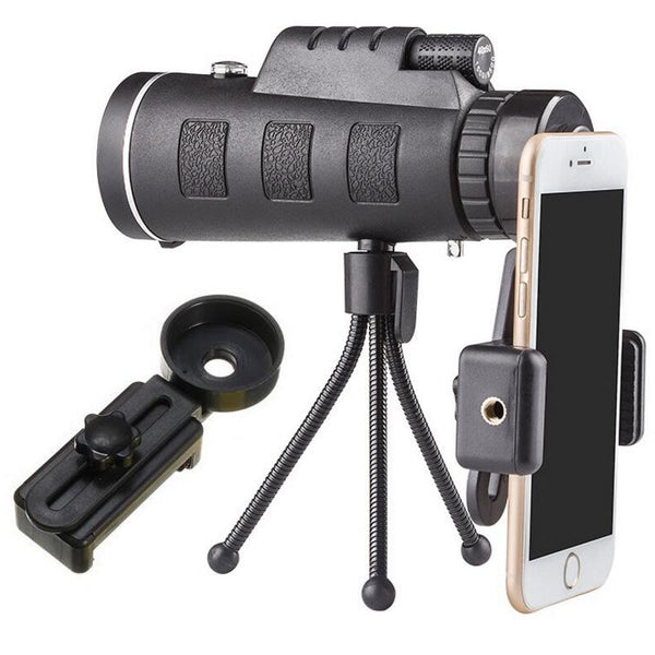 Compatible with Apple, Monocular Telescope Zoom Scope with Compass Phone Clip Tripod